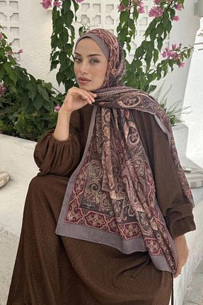 شال بنفش زنانه پنبه ای Ahsenhijab - کد 904928939