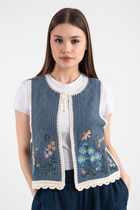 جلیقه آبی زنانه رگولار Hatun Atila - کد 876871613