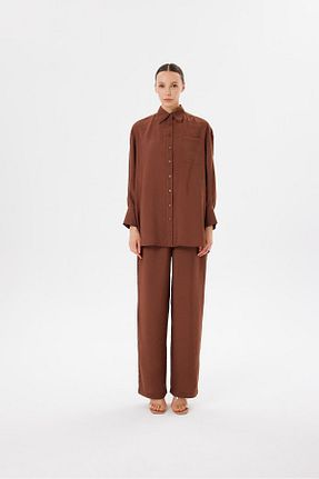 ست بالاتنه و پائین تنه حجاب قهوه ای زنانه 3/4 Boy TERZİ DÜKKANI - کد 833504954