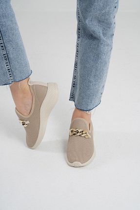 کفش اسنیکر بژ زنانه پارچه ای Beyond - کد 905576681