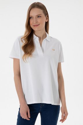 پولوشرت سفید زنانه پنبه ای U.S. Polo Assn. - کد 904995552