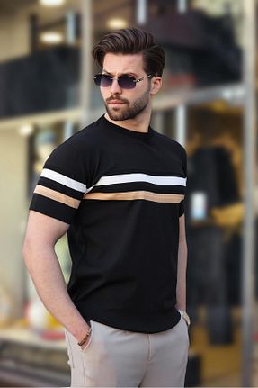 تیشرت مشکی مردانه رگولار Madmext - کد 904992028