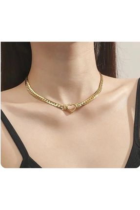 گردنبند استیل ( فولاد ) طلائی زنانه استیل (فولاد) Vi store - کد 905010541