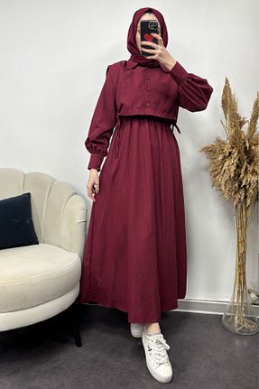 لباس حجاب زرشکی زنانه کلوش Tesettür Diyarı - کد 905044234