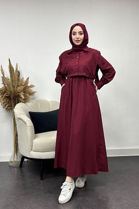 لباس حجاب زرشکی زنانه کلوش Tesettür Diyarı - کد 905044234