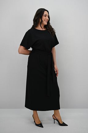 لباس سایز بزرگ مشکی زنانه الاستین Koza Butik - کد 905031204