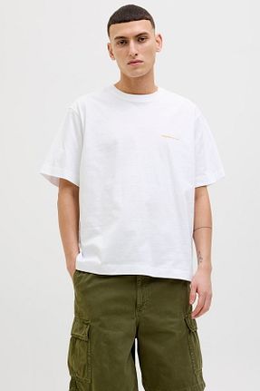 تیشرت سفید مردانه اورسایز Jack & Jones - کد 891647015