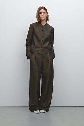 شلوار قهوه ای زنانه کتان Massimo Dutti - کد 905053457
