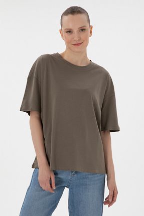 تیشرت قهوه ای زنانه اورسایز U.S. Polo Assn. - کد 905051541