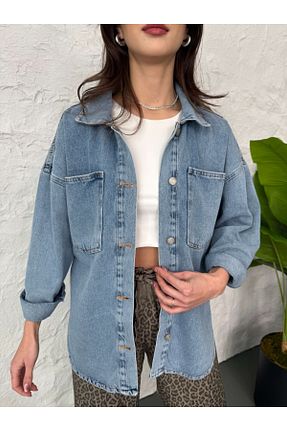 پیراهن آبی زنانه رگولار Elif Özbey Butik - کد 858409355
