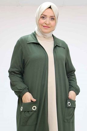 کت سایز بزرگ خاکی زنانه Penye Eslina - کد 905065038