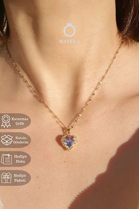 گردنبند استیل ( فولاد ) طلائی زنانه استیل ضد زنگ MAVEGA - کد 868738117
