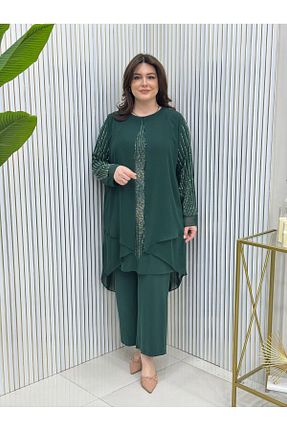 ست بالاتنه و پائین تنه حجاب سبز زنانه سایز بزرگ GK - کد 905107899