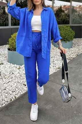 ست بالاتنه و پائین تنه آبی زنانه بافتنی Suzi butik - کد 271605903