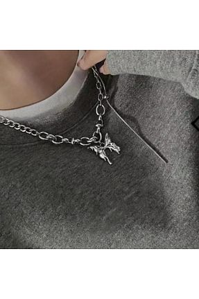 گردنبند استیل ( فولاد ) طوسی زنانه استیل ضد زنگ MİLALAZO - کد 905150832