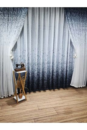 پرده توری سرمه ای ریل دار farbateks - کد 810044652
