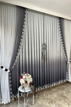 پرده توری طوسی ریل دار farbateks - کد 450709179