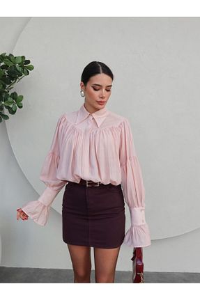 پیراهن صورتی زنانه اورسایز ESRAHELVACI - کد 905269956