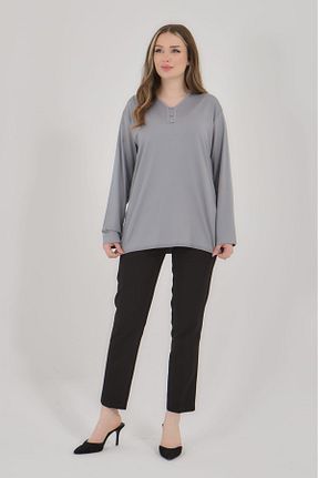 بلوز حجاب طوسی زنانه رگولار Elçelya Moda - کد 905499424