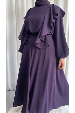 پیراهن بنفش زنانه گشاد afife - کد 906561558