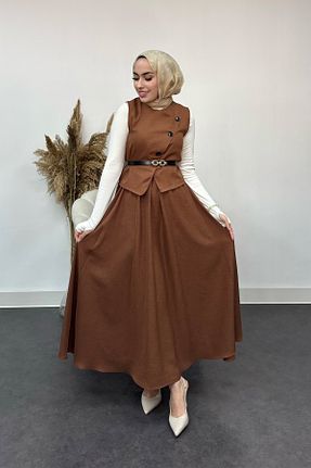ست بالاتنه و پائین تنه قهوه ای زنانه بافتنی Tesettür Diyarı - کد 905298649