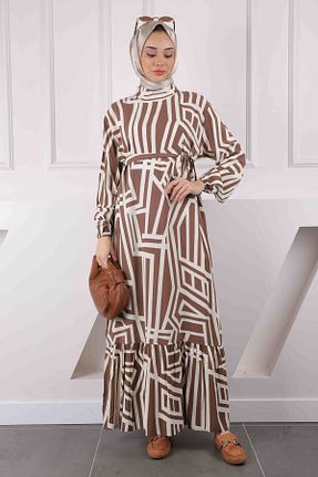 لباس حجاب قهوه ای زنانه رگولار İmajButik - کد 905313816