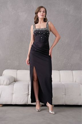 لباس مجلسی و فارغ التحصیلی مشکی زنانه بند دار Neşeli Butik - کد 905321574