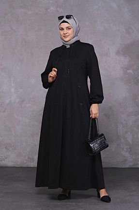 مانتو بلند حجاب مشکی زنانه مخلوط ویسکون Ferace - کد 450373786