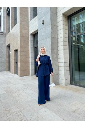 ست بالاتنه و پائین تنه سرمه ای زنانه بافتنی fmnbutik - کد 905354848
