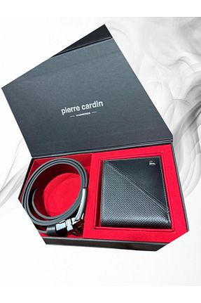 کمربند مشکی مردانه چرم خالص Pierre Cardin - کد 905374489
