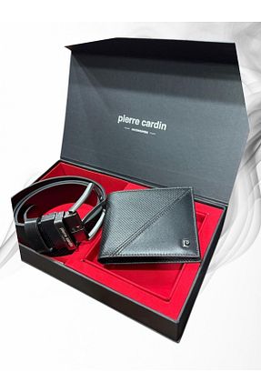 کمربند مشکی مردانه چرم خالص Pierre Cardin - کد 905374489
