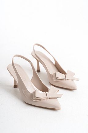 کفش پاشنه بلند کلاسیک بژ زنانه چرم لاکی meefshoes - کد 905385264