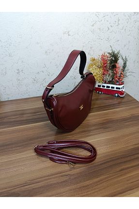 کیف دوشی زرشکی زنانه چرم مصنوعی ÇANTA - کد 905387825