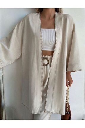 کیمونو و کافتان بژ زنانه بافتنی Nisan - کد 905388284