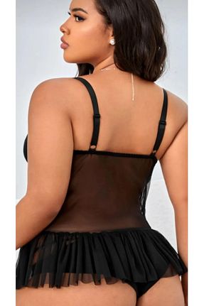ست لباس زیر سایز بزرگ مشکی زنانه چرم مصنوعی NARIYA - کد 920777222