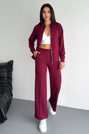 ست گرمکن زرشکی زنانه پنبه ای fiolin - کد 905395180