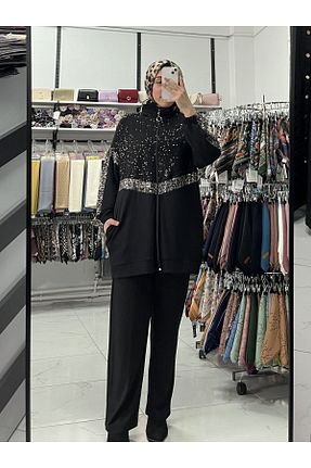 ست بالاتنه و پائین تنه مشکی زنانه بافتنی Zeynep Butik - کد 905400102