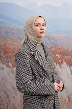 روسری طوسی پنبه ای ARMANDA - کد 848860475