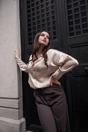 پیراهن طوسی زنانه رگولار Moda Asrın - کد 905401700