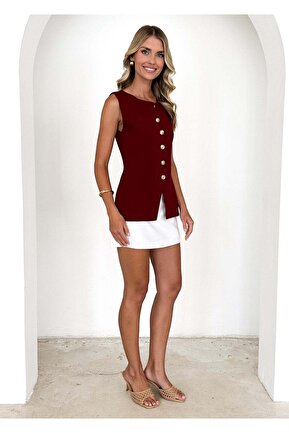 جلیقه زرشکی زنانه بدون آستر Jose Clothing - کد 905420701