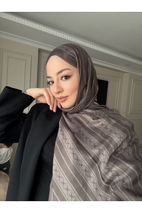 شال قهوه ای زنانه پنبه ای Lunora - کد 905414388
