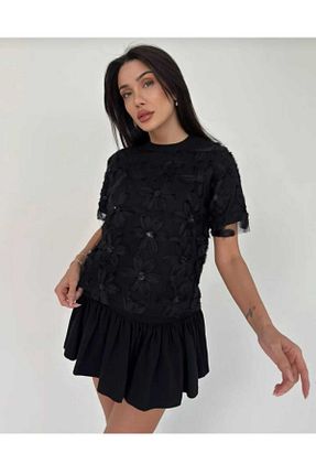 تیشرت مشکی زنانه رگولار Crep Tekstil - کد 905407741