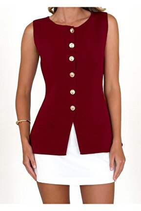 جلیقه زرشکی زنانه بدون آستر Jose Clothing - کد 905420701