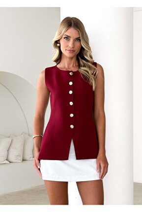 جلیقه زرشکی زنانه بدون آستر Jose Clothing - کد 905420701