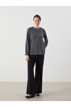 بلوز طوسی زنانه ساده LC Waikiki - کد 905446632