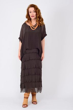 لباس قهوه ای زنانه بافتنی Bohem Stil - کد 917380952