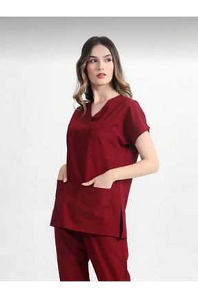 پیراهن زرشکی زنانه اورسایز DOCE ELEGANTE - کد 917390471