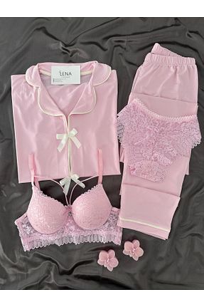 ست لباس راحتی صورتی زنانه ساده Lena Homewears - کد 905501572