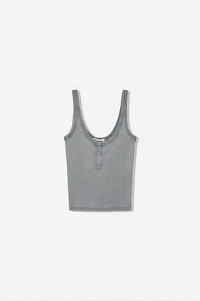بلوز طوسی زنانه یقه دگاژه Bershka - کد 917396441