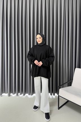 سوئیشرت حجاب مشکی زنانه بافت Melike Tatar - کد 886104753